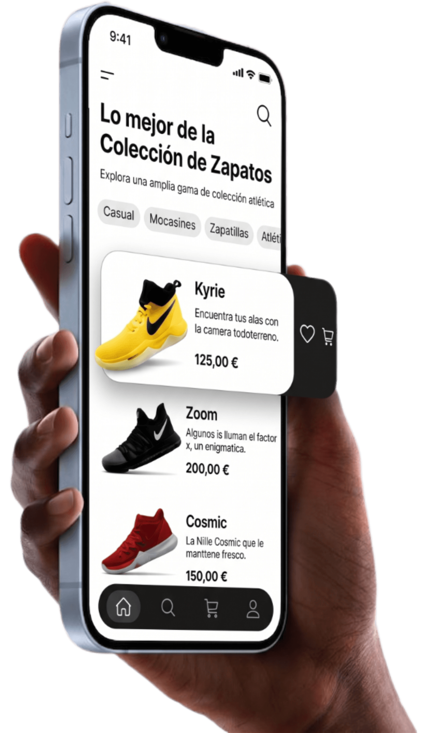 Mano sujetando la App de una tienda online